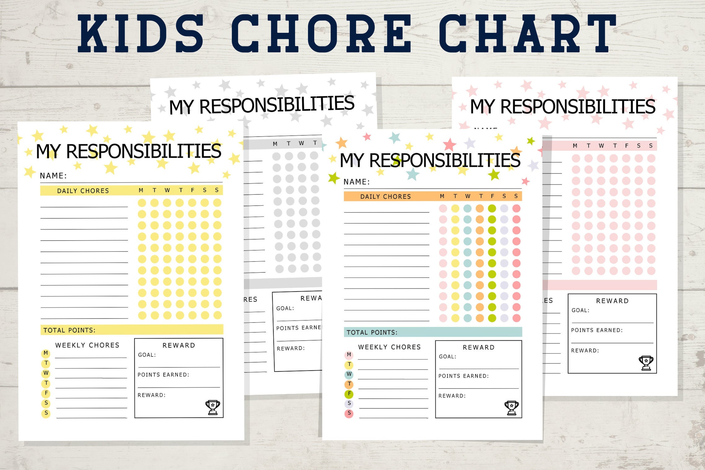 Chore Chart for Kids Responsibility Chart Printable Kids - Etsy