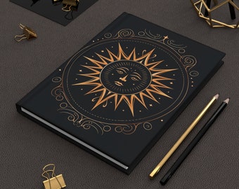 Diario de tapa dura Sol y Luna Celestial: Sueño, Tarot y Bienestar