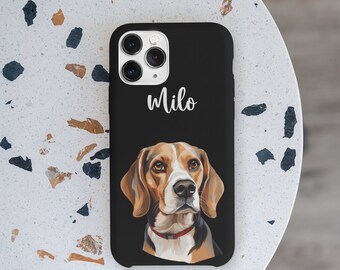 Custom Dog Photo Phone Case: Watercolor Pet Portrait, Protective Dual Layer