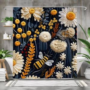 Floral Cottagecore Shower Curtain, Cute Shower Curtain, Cottagecore Bathroom Decor, Floral Bath Decor, Botanical Shower Curtains