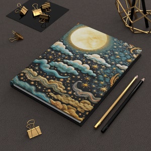 Moon & Stars Dream Journal, Mondphasen 3d print, Wellness Journal, Tarot Journal, Meditation Journal, Schattenarbeit Journal