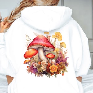 Retro Cottagecore Mushroom Hoodie, Witchy Hooded Sweatshirt, Fairycore Aesthetic Hoodie, Vintage Mushroom sweatshirt, Nature Lover Gift
