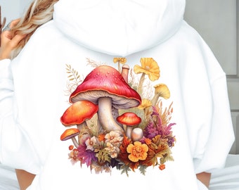 Cottagecore Mushroom Hoodie: Retro Botanical Sweatshirt