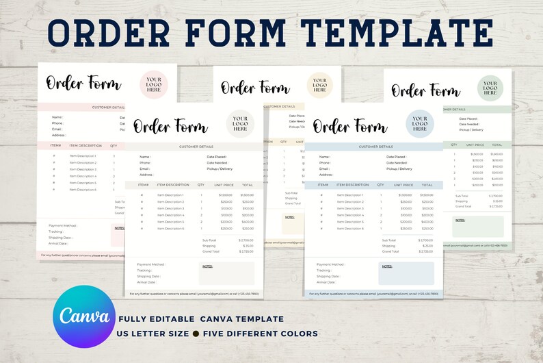 Editable Order Form Template: Small Business Customer Form (canva) - Etsy