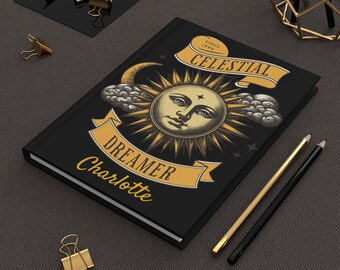 Carnet de rêves célestes personnalisé : carnet d'astrologie soleil, lune et étoiles