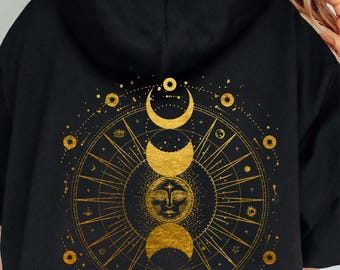 Moon Phases Hoodie: Whimsigoth Celestial Tarot Sweatshirt - Etsy