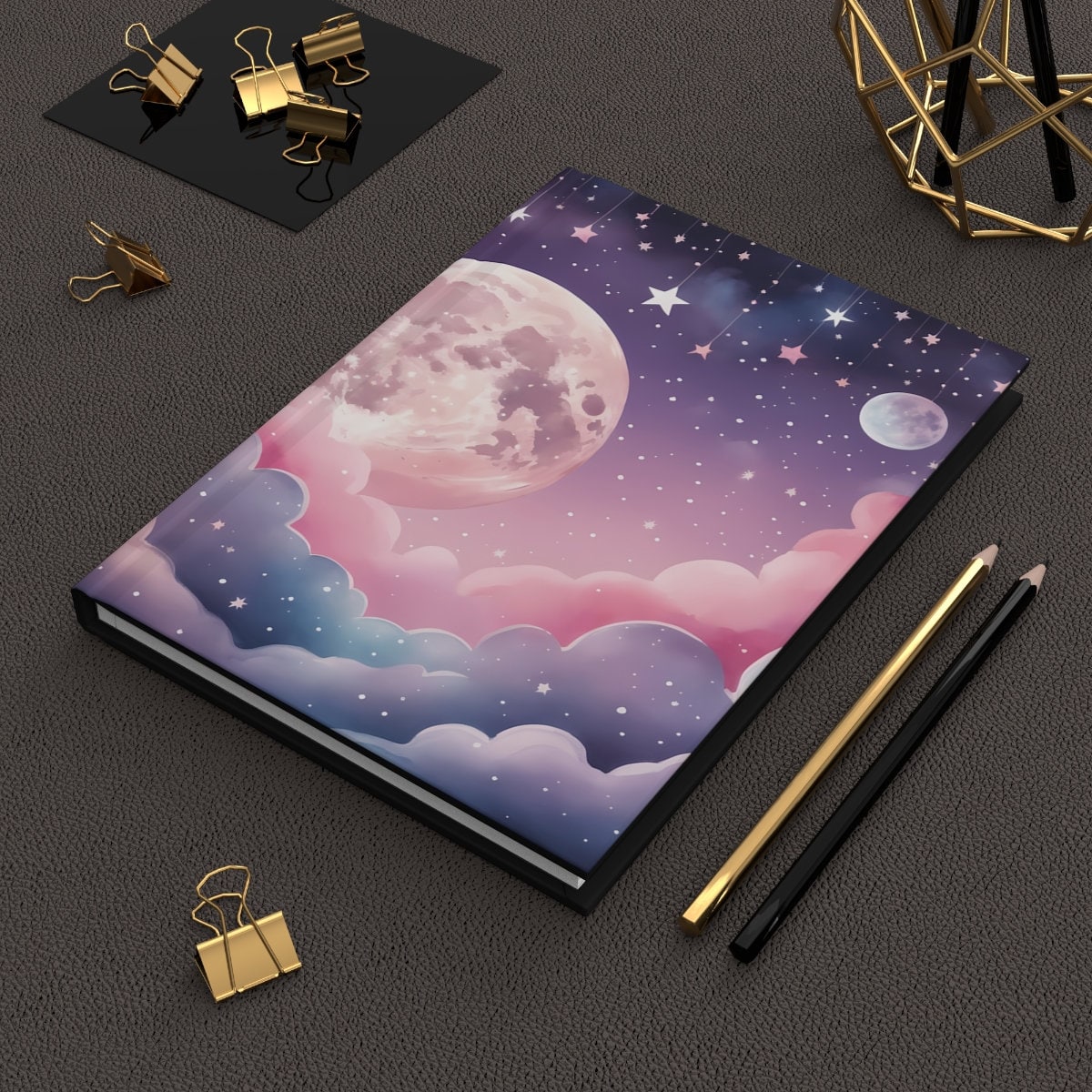 Celestial Moon & Stars Leather Journal: Dream, Manifestation