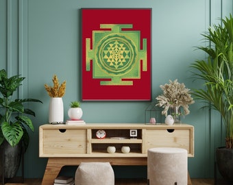 Yantra painting, Spiritual gift, Yantra mandala, wall art, Meditation art, Digital download, Vastu yantra