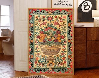 オリジナルのペルシャ細密画：鳥の会議、額装されたイラン美術 - Etsy 日本