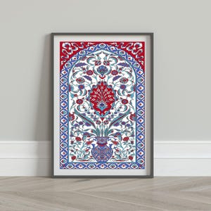 インドの民芸品、ムガル帝国の花のモチーフ、ヴィンテージのインド美術、花の宮殿の絵画、室内装飾、インドのポスター、ボヘミアン風の壁画