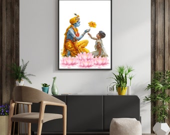 Impression de bébé Krishna, à imprimer pour la décoration intérieure, impressions de Krishna, téléchargement numérique du dieu hindou Krishna.
