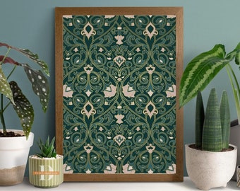 Vintage Mughal Floral Art Print, Persian Palace Decor (Digital Download)