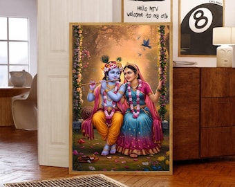 Radha Krishna art, Krishna Art, Krishna painting, Krishna poster, Krishna Wall Art, Hare krishna , Hindu God - Instant download
