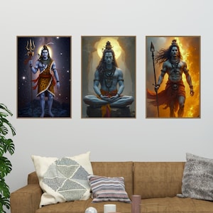 Shiva Large Wall Art ,Pooja room decor, indian wall art, Hindu God Wall Art , Shiv ji Framed Print , Indian God Decor