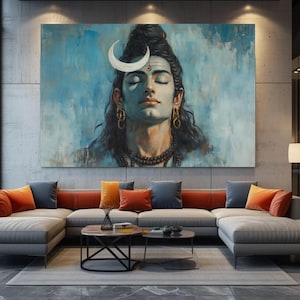 Shiv art, Shiva Painting, Digital Print, Hindu God Painting, Spiritual Home Decor, shiva lingam, shiva print, Shiva Abstract Print, Wall Art