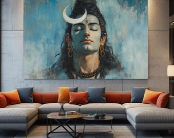 Shiv art, Shiva Painting, Digital Print, Hindu God Painting, Spiritual Home Decor, shiva lingam, shiva print, Shiva Abstract Print, Wall Art