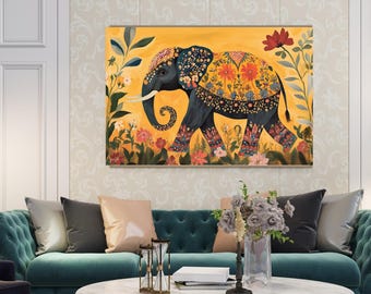 Indian Folk Art, Indian wall decor, Floral Prints Indian Art, Nature Poster Prints, Living Room Decor, Printable wall art, Animal Poster