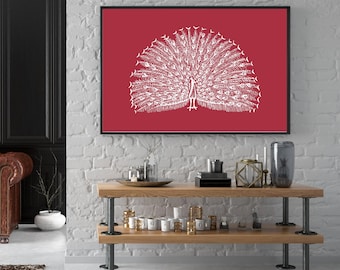 Peacock Kalamkari Art Print, Indian Folk Art Poster (Digital Download)