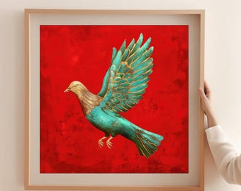 Bird Wall Art Print | Bird Lover Gift | Nature Poster | Printable Home Decor | Colorful Bird Painting | Vibrant Wall Decor |Instant Download