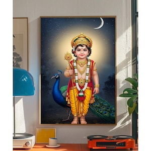 Krishna Painting, Indian Painting, Hindu Gift, Hindu God Art, Indian Traditional Art, Hindu Art, Indian God Digital Download