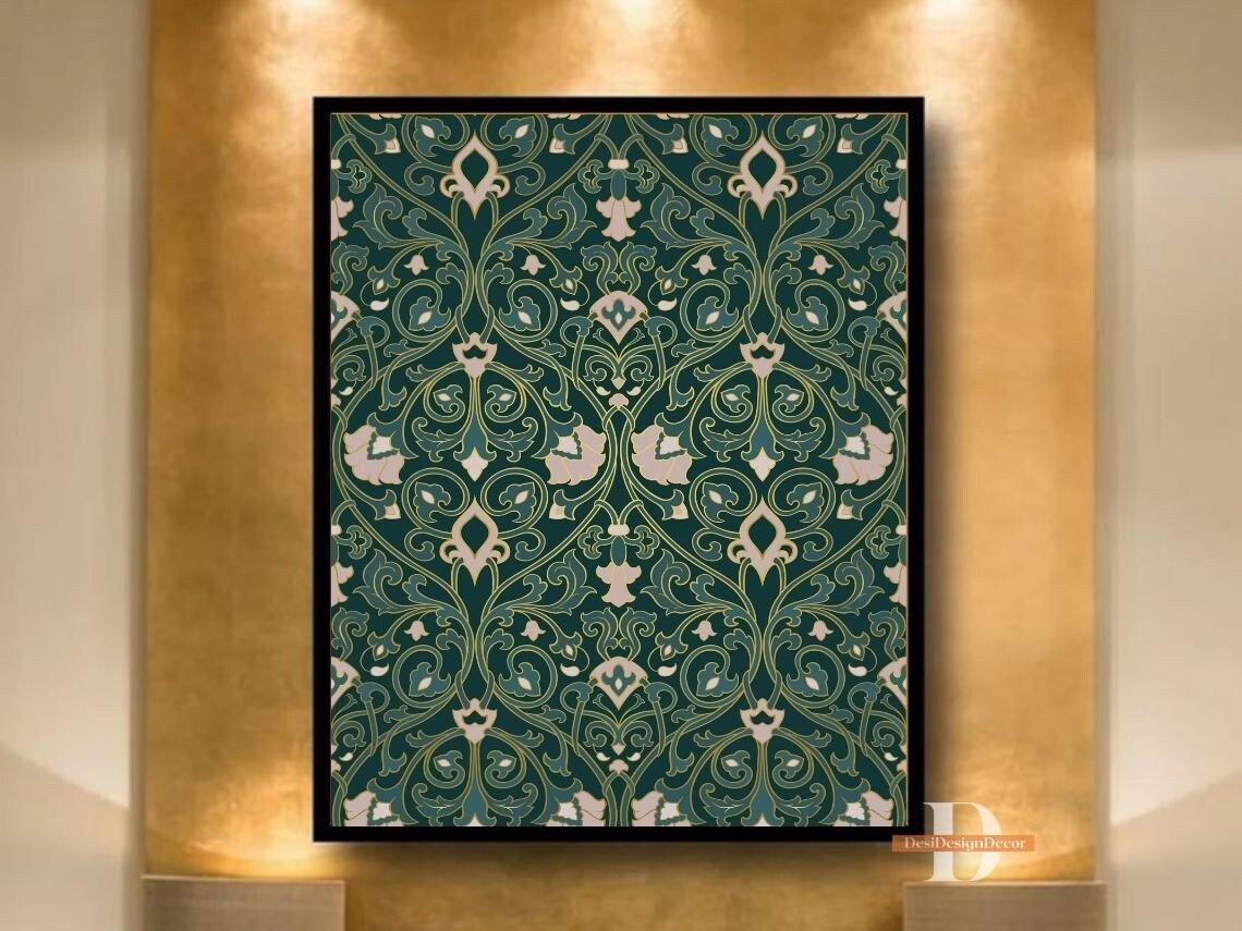 Indian Folk Art living Room Decor Green Art Indian Etsy