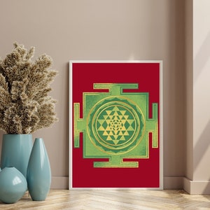 Yantra painting, Spiritual gift, Yantra mandala, wall art, Meditation art, Digital download, Vastu yantra