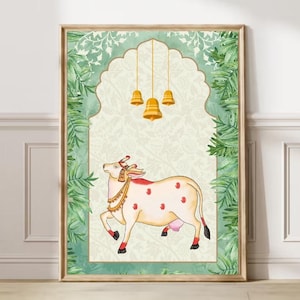 Art folklorique indien, vache pichwai, peinture pichwai, art folklorique indien, vache pichwai, peinture pichwai, lotus pichwai, art de l&#39;Inde du Sud