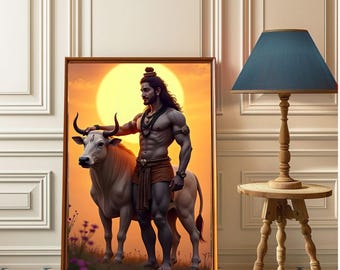 Mahadev Shiva Art Print, Hindu God Wall Decor (Digital Download)
