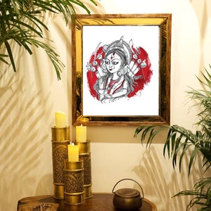 Durga Göttin, Digital Art Durga ma, Durga puja besonderes, indisches Desi Plakat