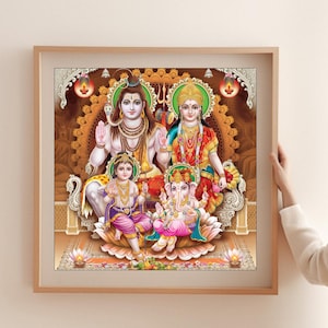 Shiv Parivaar, Parvati and Ganesh, God Shiva, Hindu God, Shiv Art, Indian God, Shiva Wall Art, Shiv Painting, Mahadev,