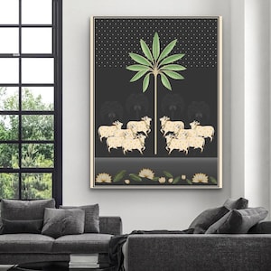 Indian Pichwai , Indian art Pichhwai cow print with lotus, kamal talai, Ethnic art,, Digital Prints ,Wall Art,Art Prints,