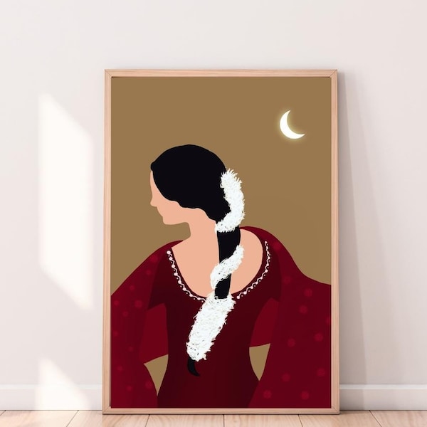 Indian woman in suit, Punjabi art,Indian Art, Desi Art, Indian Wall Art, South Asian Woman Art, Tamil Girl Art, South Indian Art, Desi Print