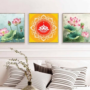 Lotus art , Lotus Print, Living Room decor, Indian Vintage, Indian Painting, Poster, Wall Art, Indian Folk Art, Poster, Wall Art, Paintings