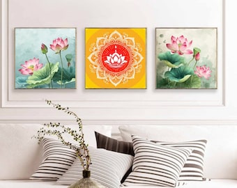 Lotus art , Lotus Print, Living Room decor, Indian Vintage, Indian Painting, Poster, Wall Art, Indian Folk Art, Poster, Wall Art, Paintings
