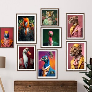 Bundle of 8 Animal Posters - Animal Print - Digital Download - Animal Printables - Animal Wall Art - Animal Gallery - Wall Art - Suit