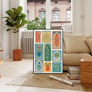 Indische Volkskunst, Wohnzimmer Dekor, Galerie Wandset, indische Malerei, Poster Bundle, bedruckbar