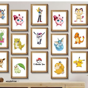 ポケモンポスター、15枚セット、ポケモンプリント、面白いプリント、漫画ポスター、保育園の装飾、保育園ポスター、ピカチュウ、子供部屋、
