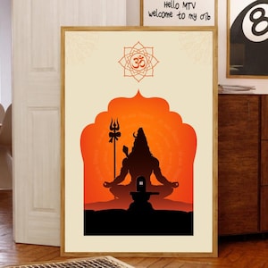 Shiva print ,Lord Shiva , Spiritual Yoga Studio, Artwork,Indian Hindu,,Pooja room decor, wall art prints,wall decor, indian decor, hindu art