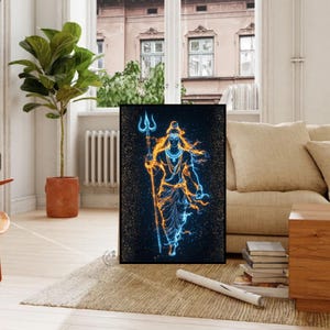 Lord Shiva Retro Wall Art | Shiva Wall Decor | Hindu Art | Hindu God Decor | Shiva Wall Decor | Indian Gods | Shiv Art | Digital Print