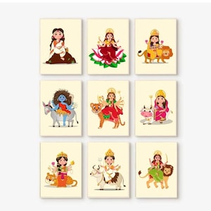 9 Indian Goddess Art , indian god , hindu Prints, Festival wall decor