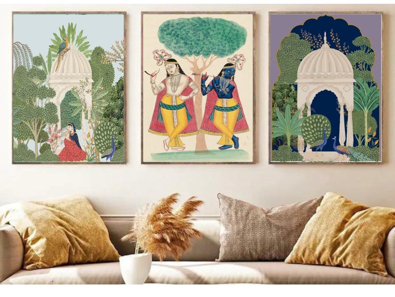 Mughal Art Print Set, Indian Folk Decor (Digital Download) image 2