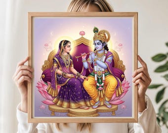 Radha Krishna art, Radha Krishna wall art, radha krishna painting, Hare krishna, spiritual Yoga Print,Hindu God art , instant download