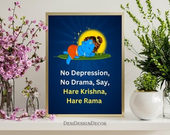 Hare Krishna, peinture de Krishna, décoration d'intérieur, art numérique hindou, Hare Krishna, affiches de motivation pour enfants, Baby Lord Krishna