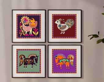 Indian Kalamkari Art, Indian Wall Art,  Desi Indian Art, Indian Folk Art, Indian Elephant , Indian Painting, Kalamkari Painting