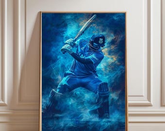 Pôster de Virat Kohli, pôster de críquete, críquete indiano, presente para ele, decoração de críquete para escritório, impressão de Kohli, ideias de presentes de críquete da IPL e ICC