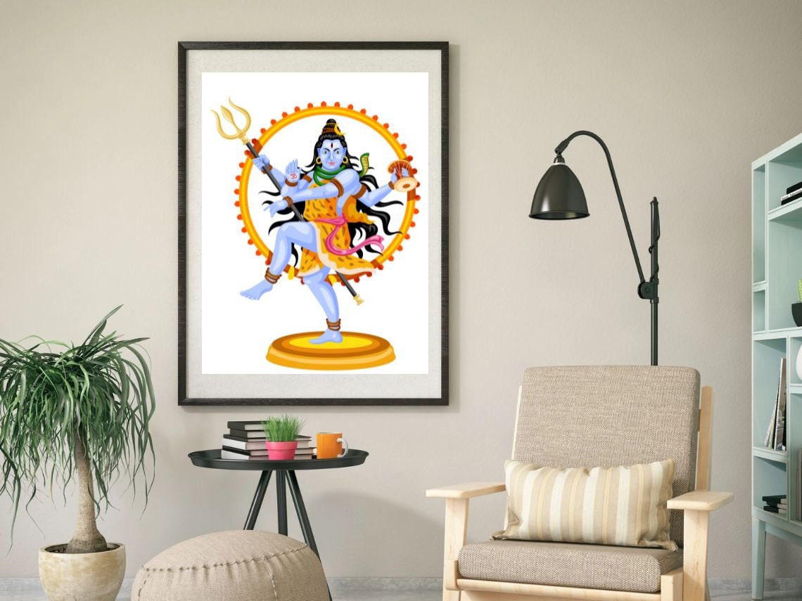 Hindu God Wall Art SET OF 3 Shiv Shiva Indian God Illustration Wall Art