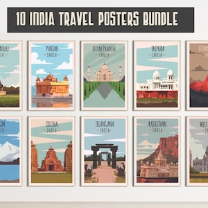 India Poster Bundle ,set of 10 ,Digital Download Poster - Travel Poster - Fashion Wall Art - Vintage Decor - Home Decor - Retro Poster