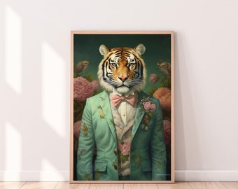 Tiger in Suit Art Print | Renaissance Animal Portrait (Digital Download)