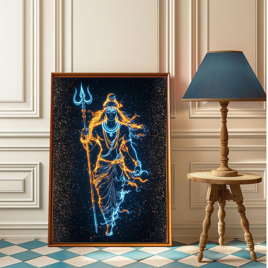 Lord Shiva Retro Wall Art | Hindu God Decor | Mount Kailash