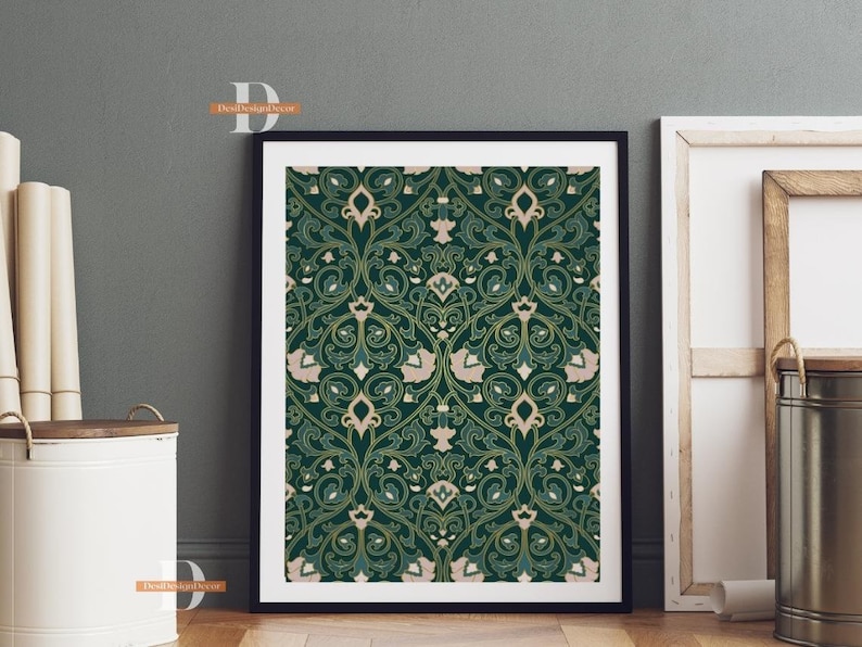 Indian Folk Art ,living Room Decor, Green Art , Indian Vintage, Mordern